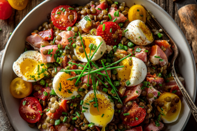Этот салат из чечевицы &mdash; мой секрет сытного и полезного обеда за 15 минут. С горчичной заправкой, черри и перепелиными яйцами
