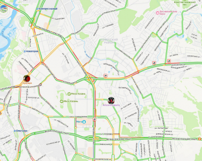 В Советском районе Казани образовались сильные заторы
