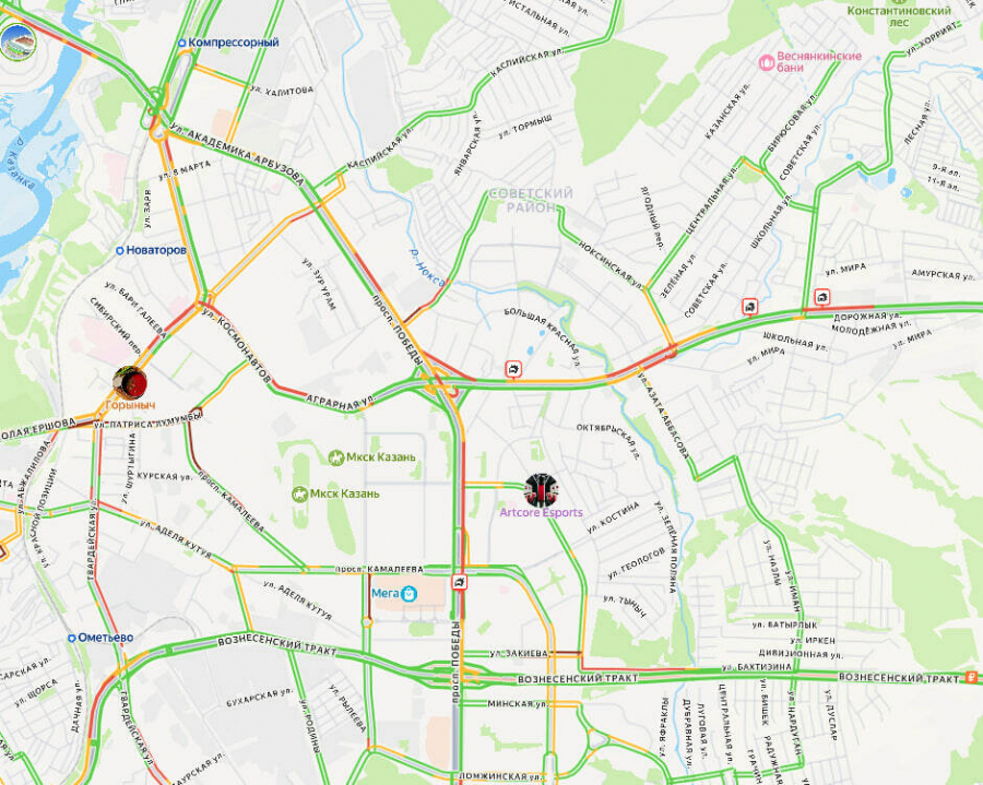 В Советском районе Казани образовались сильные заторы