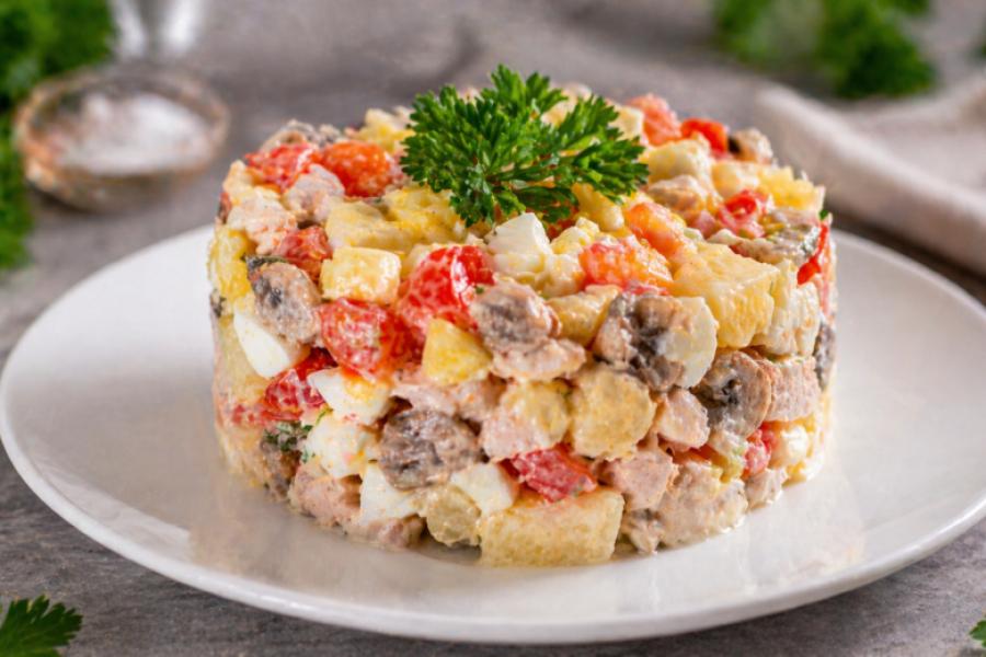 На любые женские посиделки салат &laquo;Дамский каприз&raquo;: некалорийный, яркий и необычный