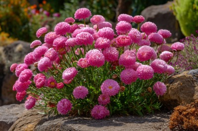 С середины весны до конца августа клумба завалена цветами: многолетник для дачи &mdash; по 30 помпонов на одной розетке
